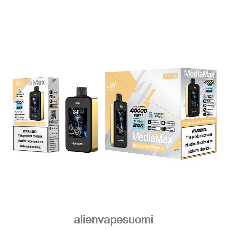 F8VJTR15 JNR MediaMax 40k puffi persikka mango vesimeloni | JNR VAPES FACTORY