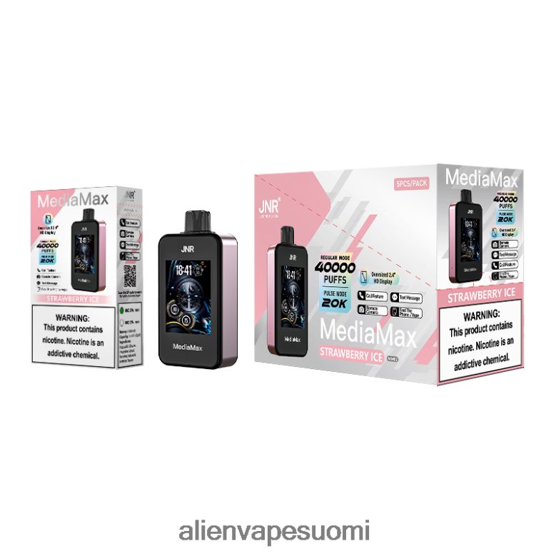 F8VJTR17 JNR MediaMax 40k puffi mansikka jäätä | JNR VAPES WEBSITE