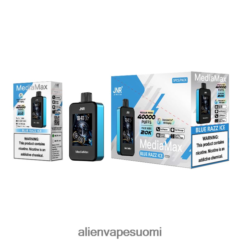 F8VJTR21 JNR MediaMax 40k puffi sininen razz-jää | JNR VAPE SUOMI