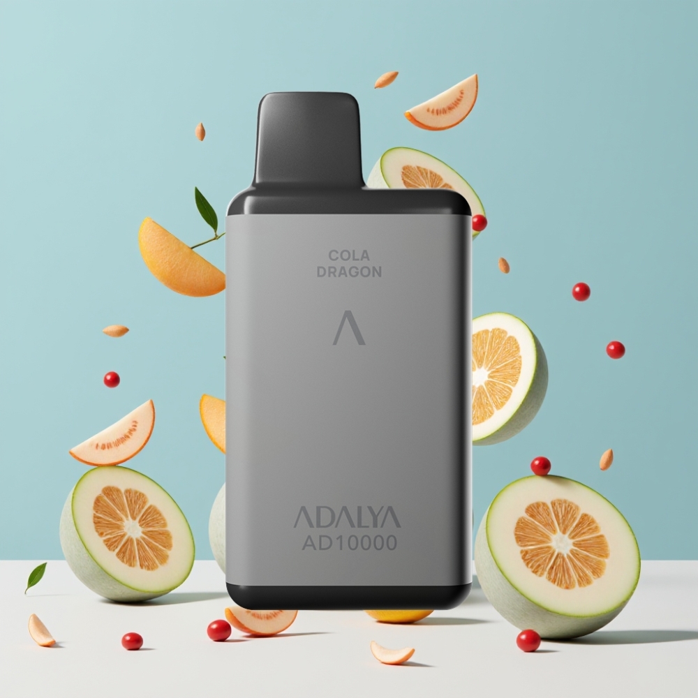Adalya AD 10000 Puffs Suomi Tukku Kertakäyttöinen Vape Sininen Meloni – 14 ml, 2% Nikotiinia, USB-C, Alumiiniputki, Space Gray