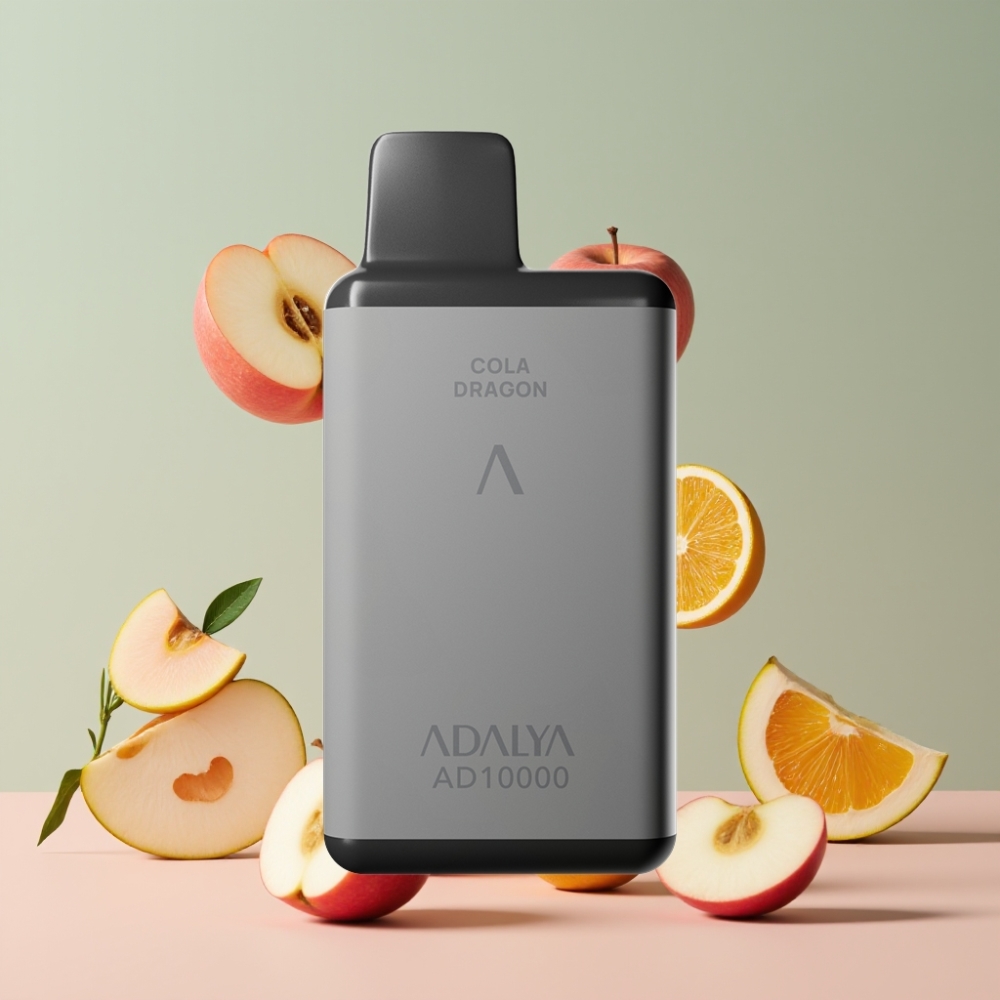 Adalya AD 10000 Puffs Suomi tukku Kertakäyttöinen Vape – Kaksi Omenaa, Space Gray, 14 ml, USB-C