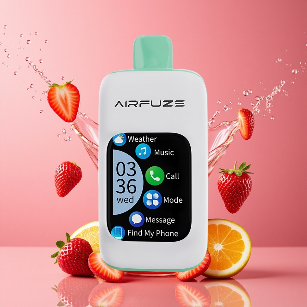 AirFuze Smart 30000 Puffs Suomi Tukku Disposable Vape Mansikka Kesäaika 5% Nicotine 900mAh Type-C 2.01" Touch Screen