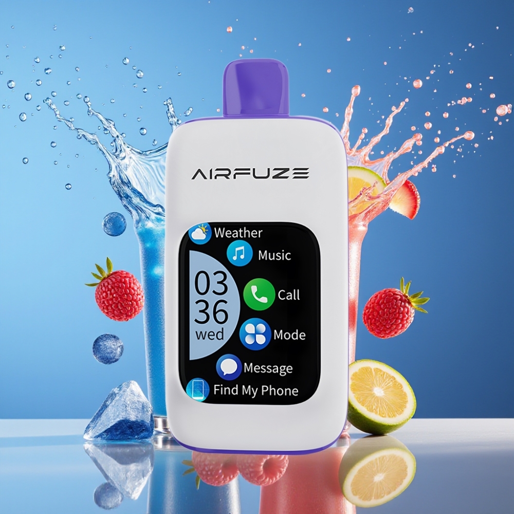 AirFuze Smart 30000 Puffs Suomi Tukku Disposable Vape Sininen Vadelma-Jää & 2.01" Kosketusnäyttö, 5% Nikotiinia, Type-C