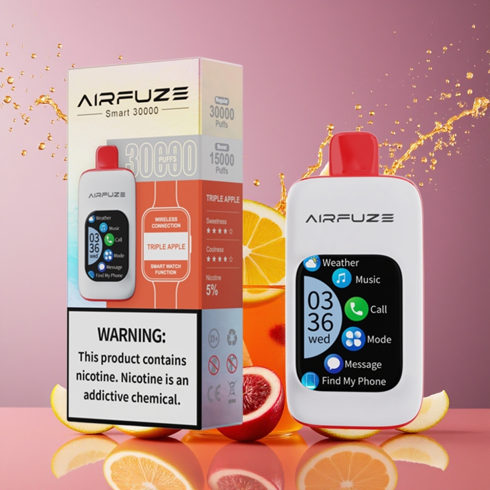 AirFuze Smart 30000 Puffs Suomi tukku Disposable Vape Triple Apple (5% Nikotiinia, 900mAh, Type-C)