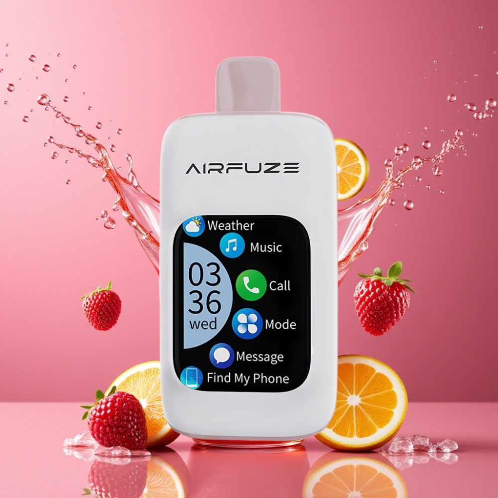 Suomi tukku AirFuze Smart 30000 Puffs Disposable Vape Marjasykäys 5% Nikotiinia 900mAh Type-C 2.01" TFT Kosketusnäyttö