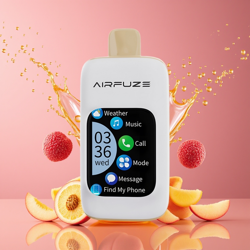 Suomi tukku AirFuze Smart 30000 Puffs Disposable Vape Mehevä Persikka 5% Nikotiinia 900mAh Type-C 2.01" TFT Touch