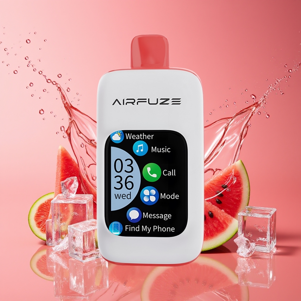 Suomi tukku AirFuze Smart 30000 Puffs Disposable Vape Vesimeloni-Jää 2.01" TFT kosketusnäyttö 900mAh Type-C