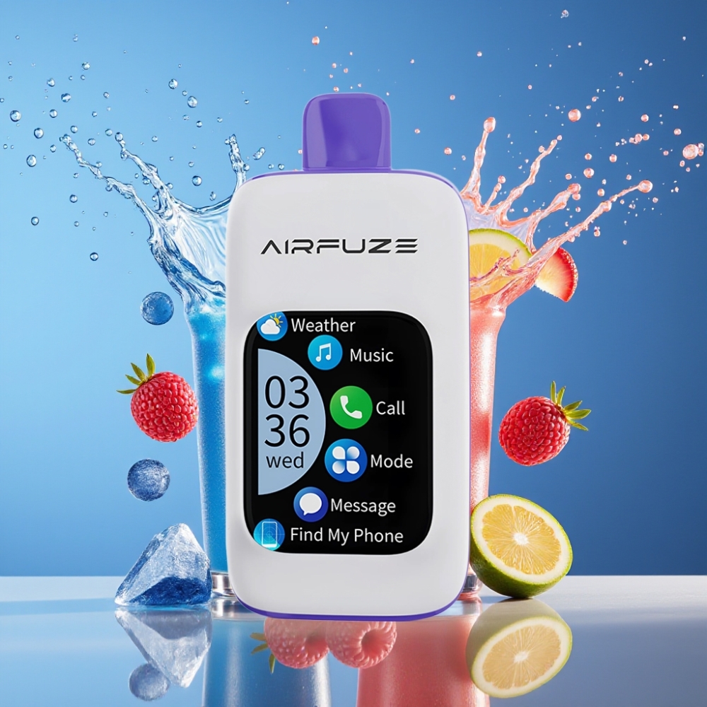 Suomi tukku AirFuze Smart Pro 40000 Puffs Disposable Vape Sininen Vadelma-Jää 900mAh Ladattava 20ML 2%/5% Nikotiinia 10kpl näyttölaatikossa