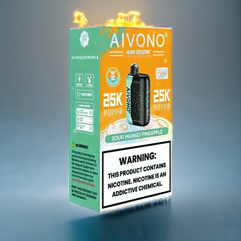 Suomi tukku Aivono AIM BOOM 25000 Puffs 28ml 650mAh Sour Mango Pineapple 0-5% Nikotiinia Type-C Charging