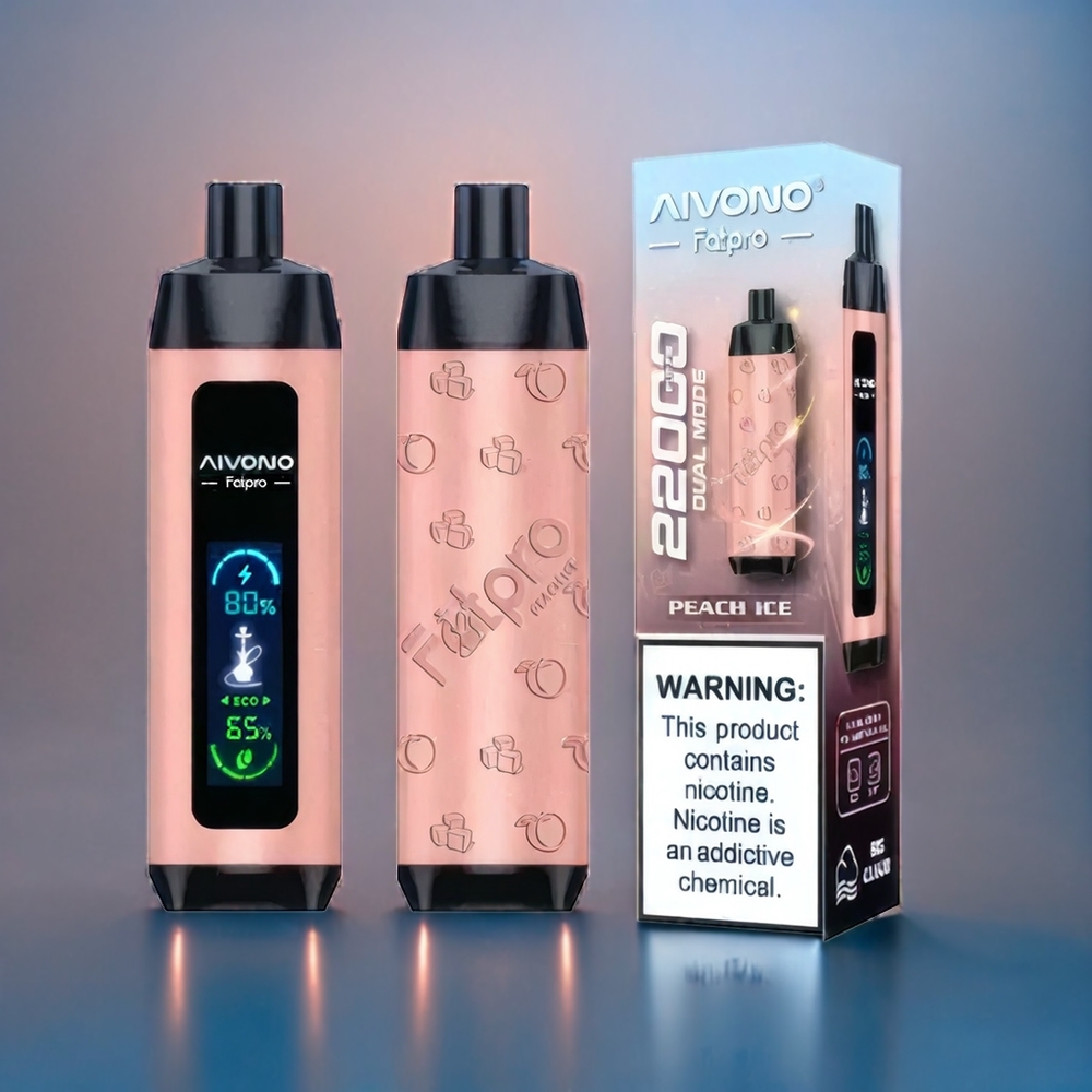 Suomi tukku Aivono Aim Fatpro 22000 Puffs Vape Peach Ice 28ml 10 Flavors 0-5% Nikotiinia 600mAh Dual Modes