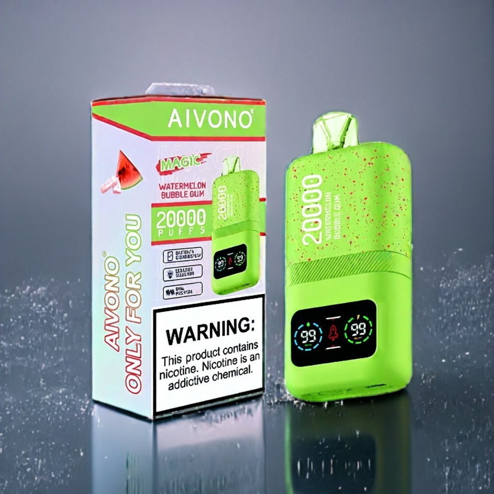 Suomi Tukku Aivono AIM MAGIC 20000 Puffs Vesimeloni Kuplakumivape 26ml 5% Nikotiinia LCD Näyttö Type-C