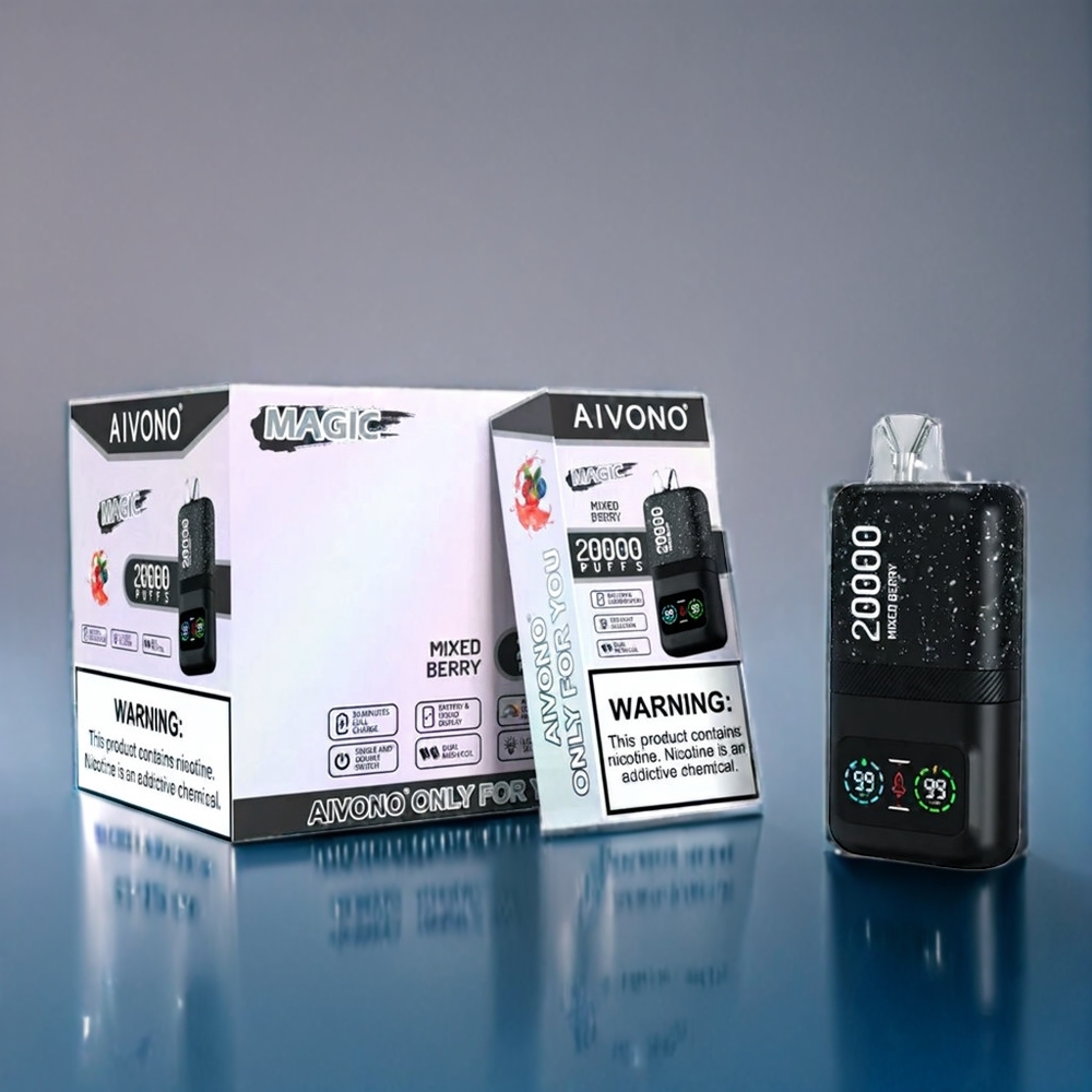 Suomi tukku Aivono AIM MAGIC 20000 Puffs LCD Display Type-C 600mAh Dual Mesh Coils 26ml Mixed Berry 10 Flavors