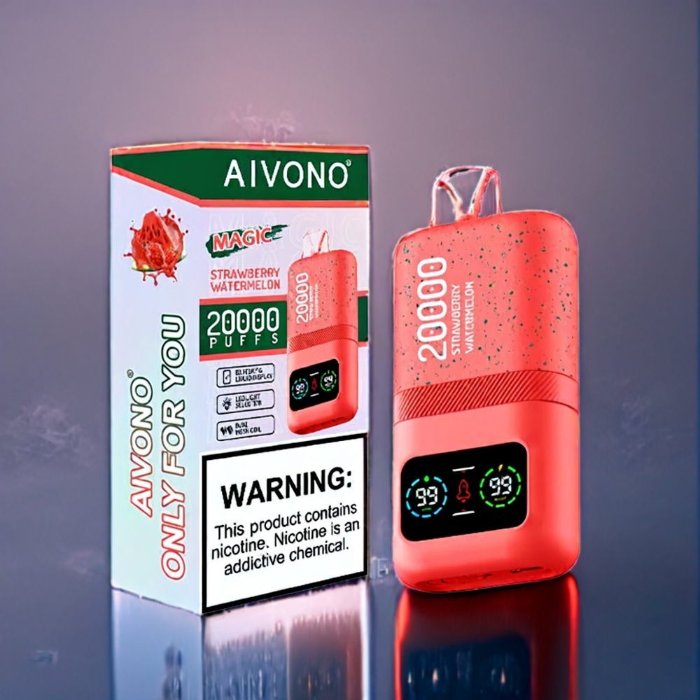 Suomi tukku Aivono AIM MAGIC 20000 Puffs Strawberry Watermelon 5% Nikotiinia 26ml Type-C LCD Display
