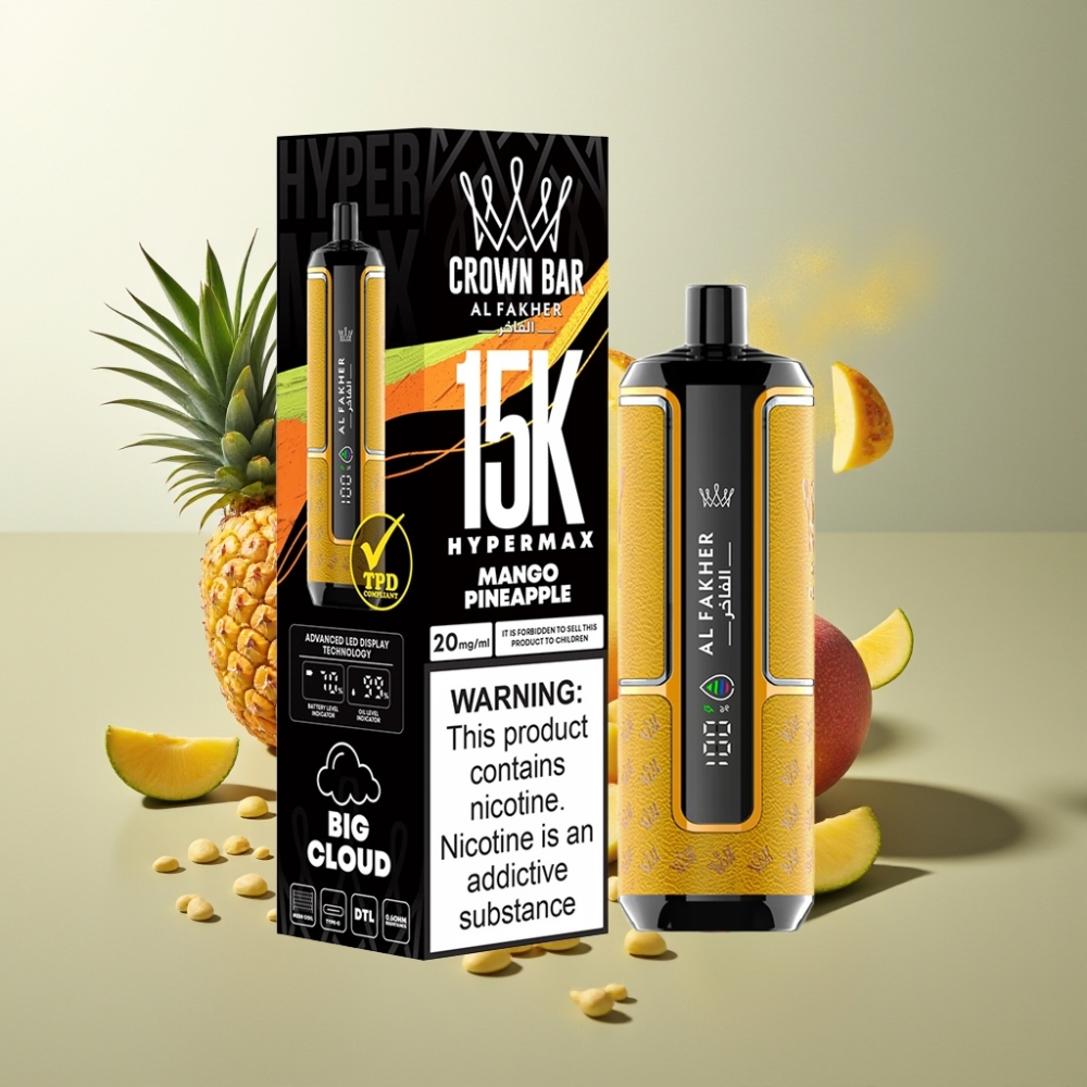 Al Fakher Crown Bar 15K Hypermax Kertakäyttöinen Vape Kit 22ml 15000 Puffs 6mg Mango-Pineapple Suomi Tukku