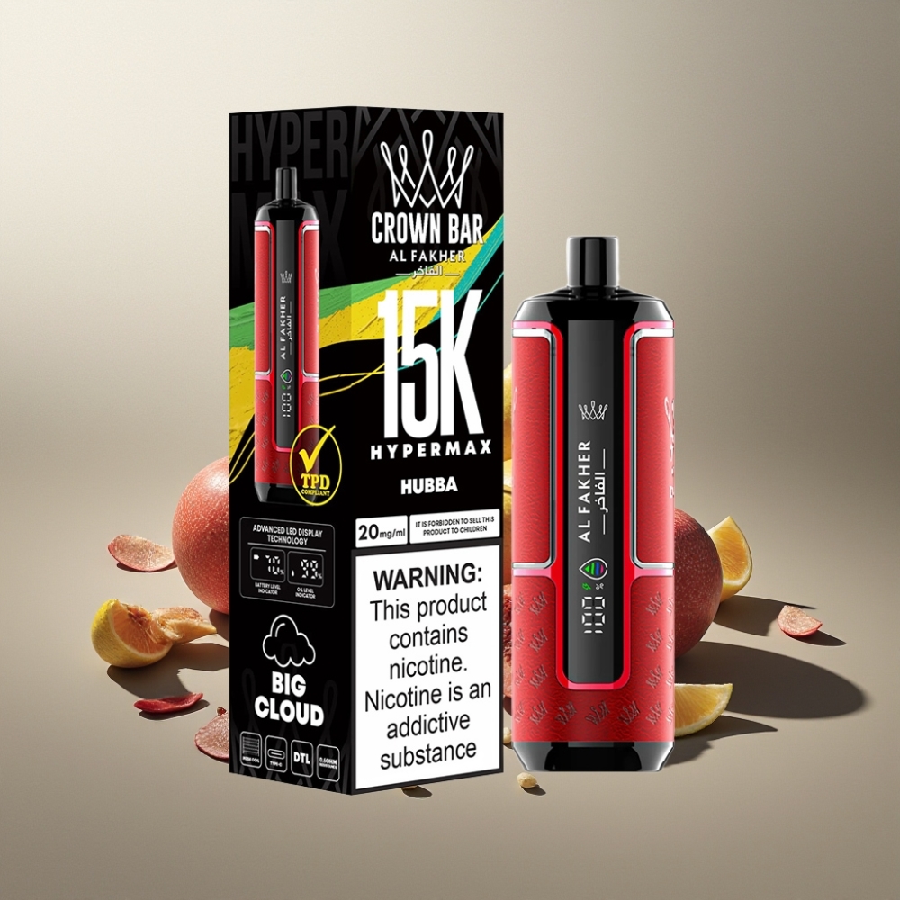 Al Fakher Crown Bar 15K Hypermax Kertakäyttöinen Vape Kit Suomi Tukku – 22ml/15,000 Puffs, 600mAh, Type-C, DTL, 6mg, Compact