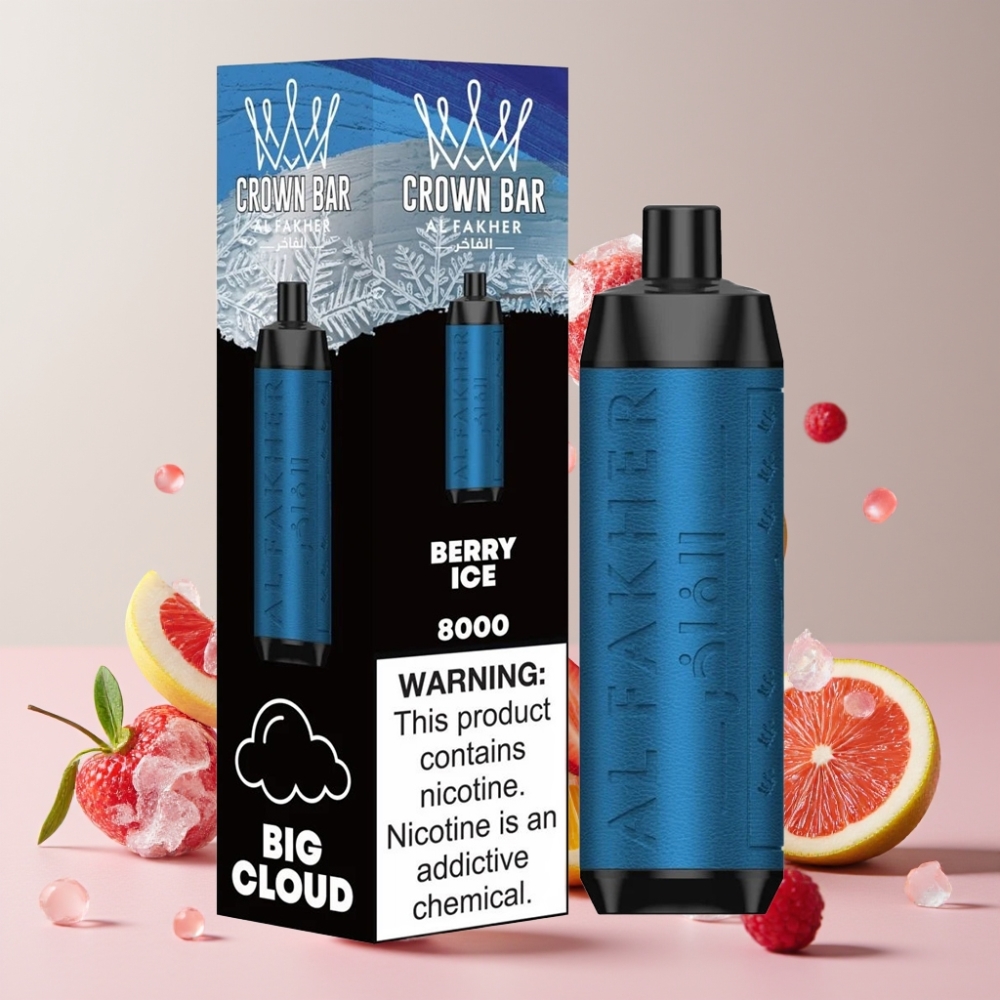 Suomi tukku Al Fakher Crown Bar 8000 Crystal Kertakäyttöinen Vape 18ml 8000 Puffs 5mg Nikotiini Marjajää