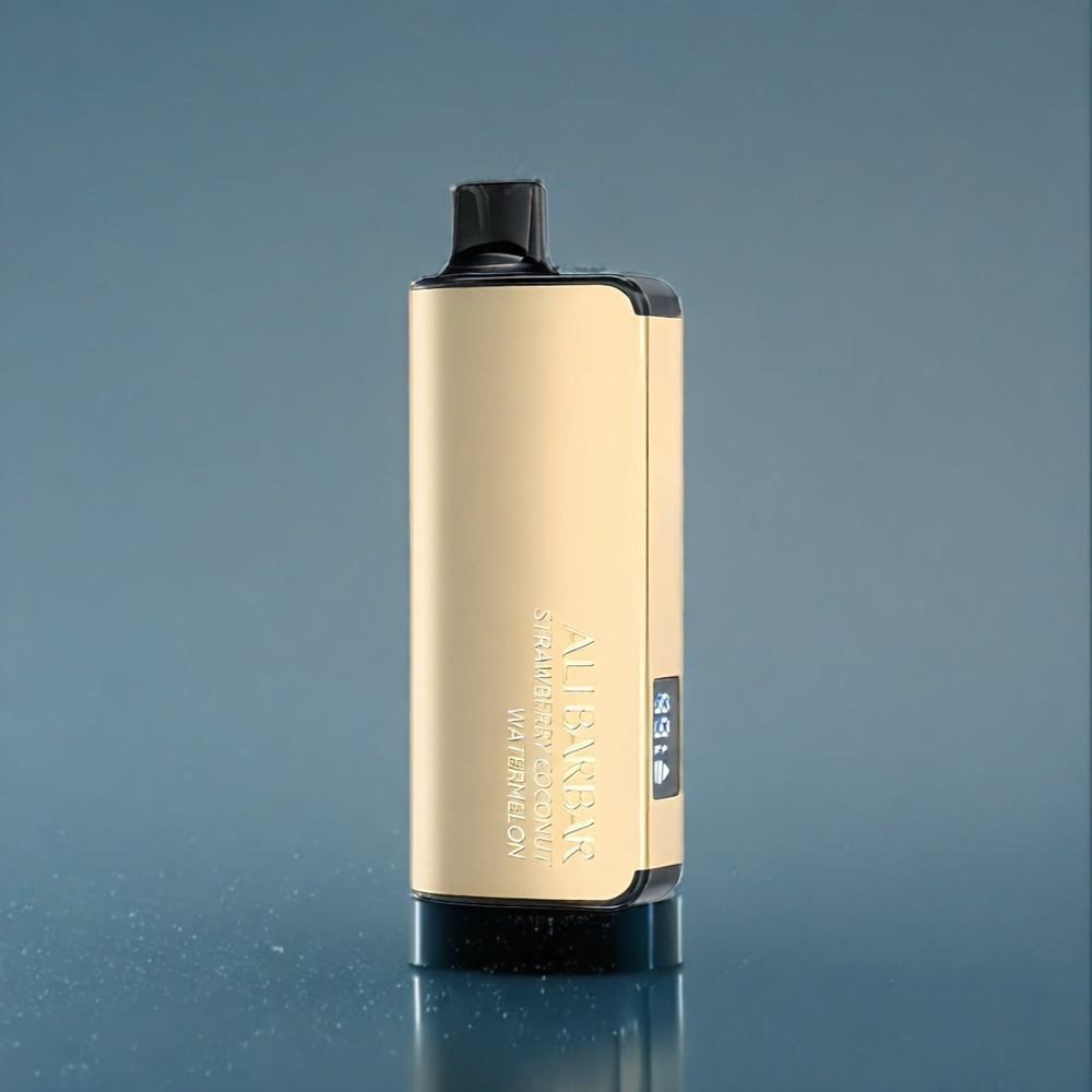 Suomi tukku Alibarbar Ingot 9000 Puffs Vape Mansikka Kookos Vesimeloni – 22ml nestemäärä, 9000 tupakkaa, 2350mAh, LED-näyttö