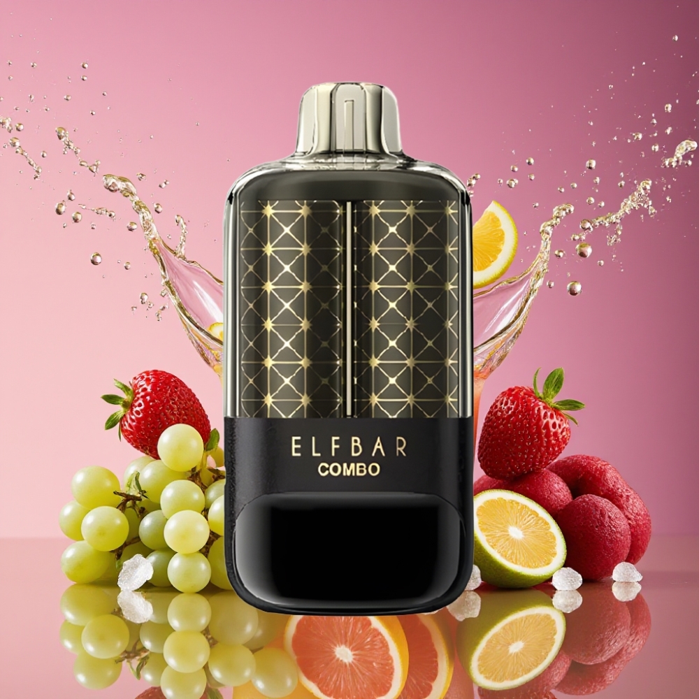 Suomi tukku ELF BAR COMBO 25000 Puffs Disposable Vape Vihreä Viinirypäle & Viinirypäle – 22ml, 700mAh, Type-C, 5% Nikotiinia, Kaksoistila