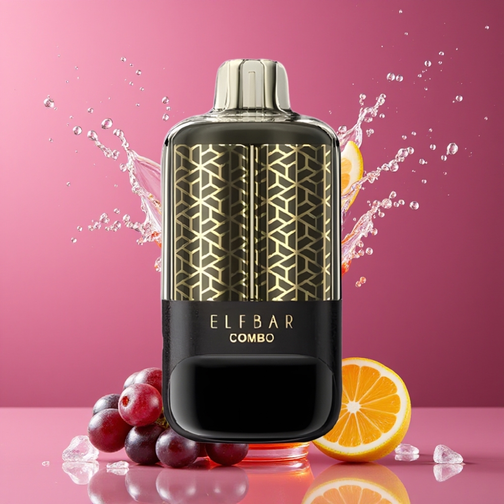 Suomi tukku ELF BAR COMBO 25000 Puffs Disposable Vape Viini & Marja Juoma – 22ml nestemäärä, 700mAh akku, Type-C, 5% nikotiinia, Kaksoisilmanvaihto