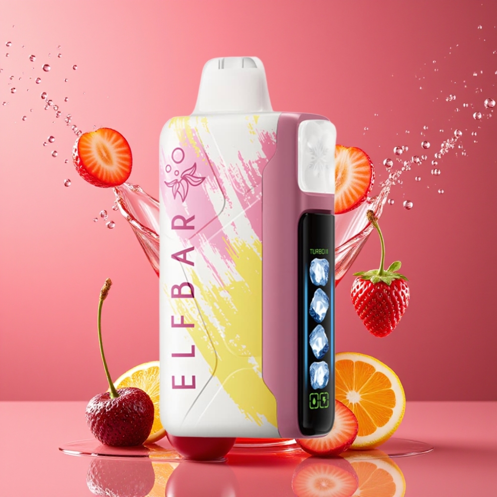 Elf Bar Ice King Suomi tukku 40000 Puffs 20ml 5% Nikotiinia Ladattava 850mAh Akku Säädettävä Jäähdytys LCD-näyttö Kirsikka Strazz