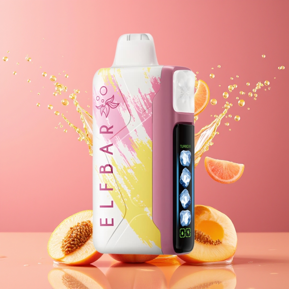 Suomi tukku Elf Bar Ice King 40000 Puffs Disposable Vape Persikka+ 20ml 5% Nikotiinia Ladattava 850mAh Akku Säädettävä Jäähdytys 5 Tasoa LCD-näyttö
