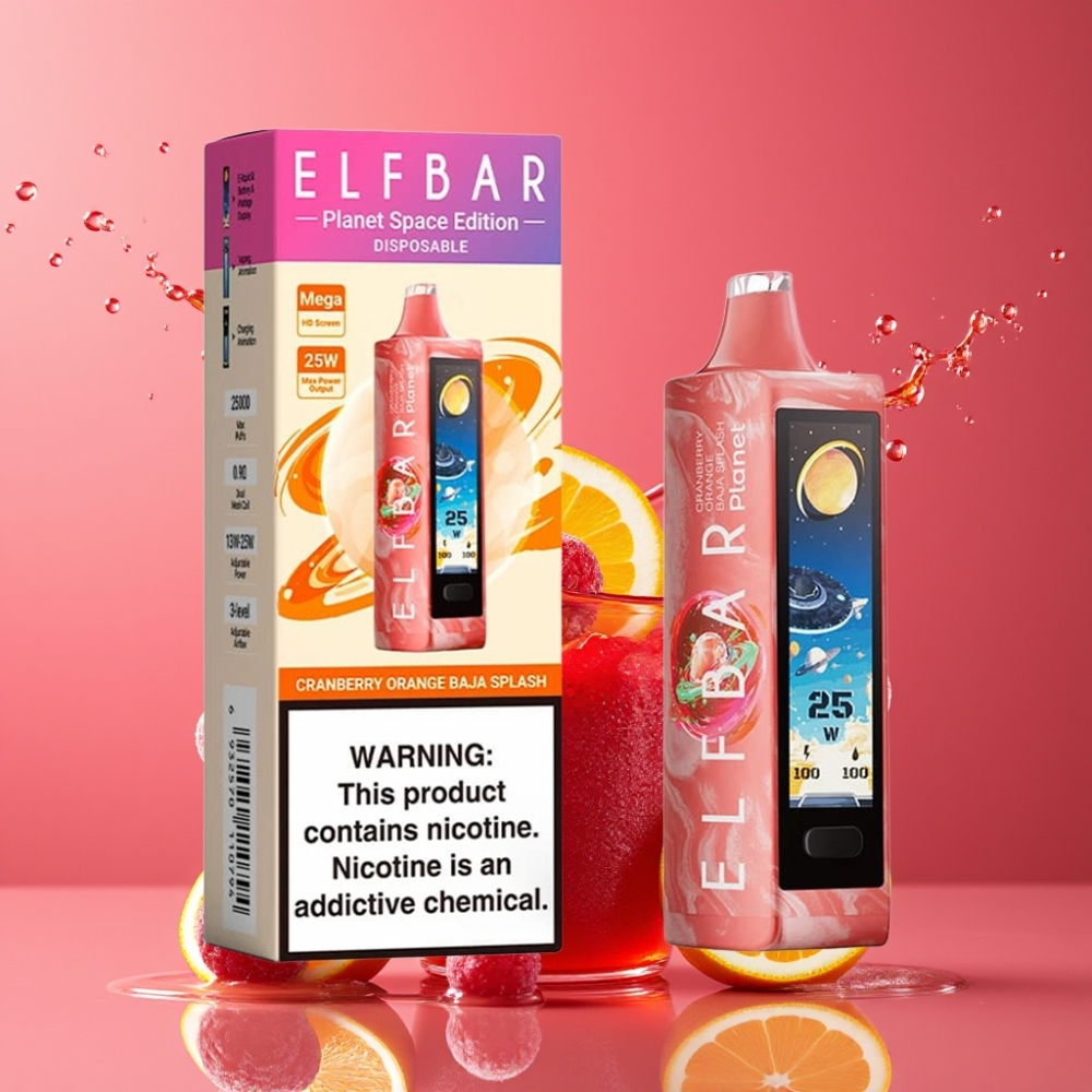 Elf Bar Planet 25000 Puffs Disposable Vape 18ml 5% Nikotiinia Cranberry-Orange Baja Splash Suomi tukku