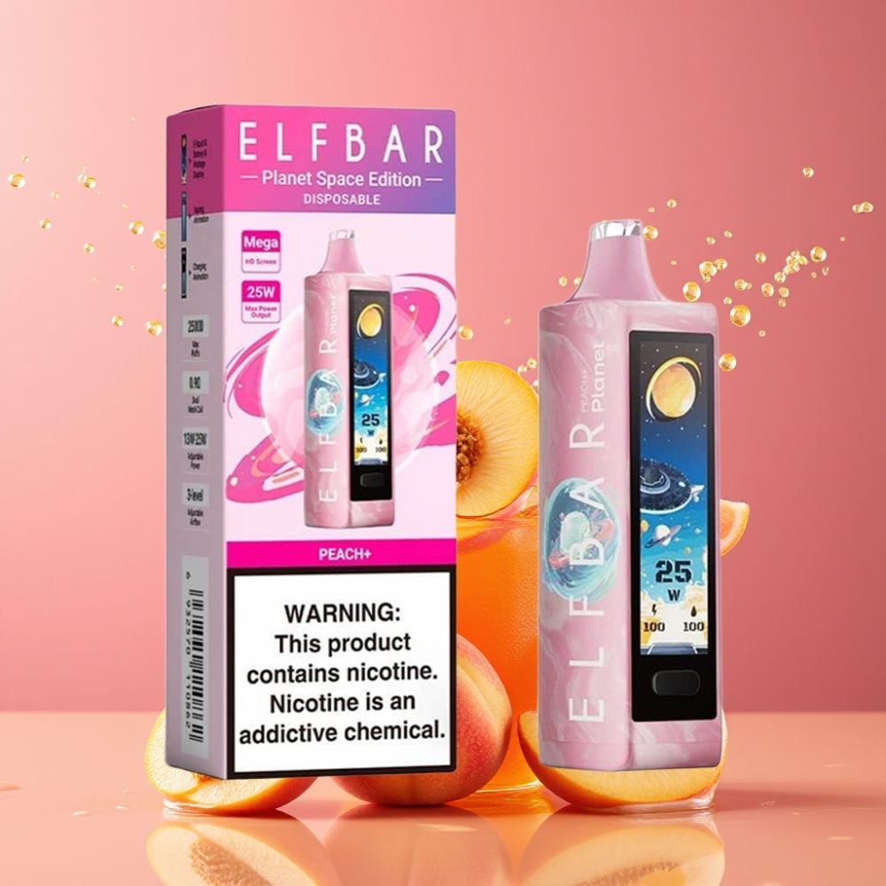 Elf Bar Planet 25000 Puffs Disposable Vape Persikka+ 18ml 800mAh Suomi tukku