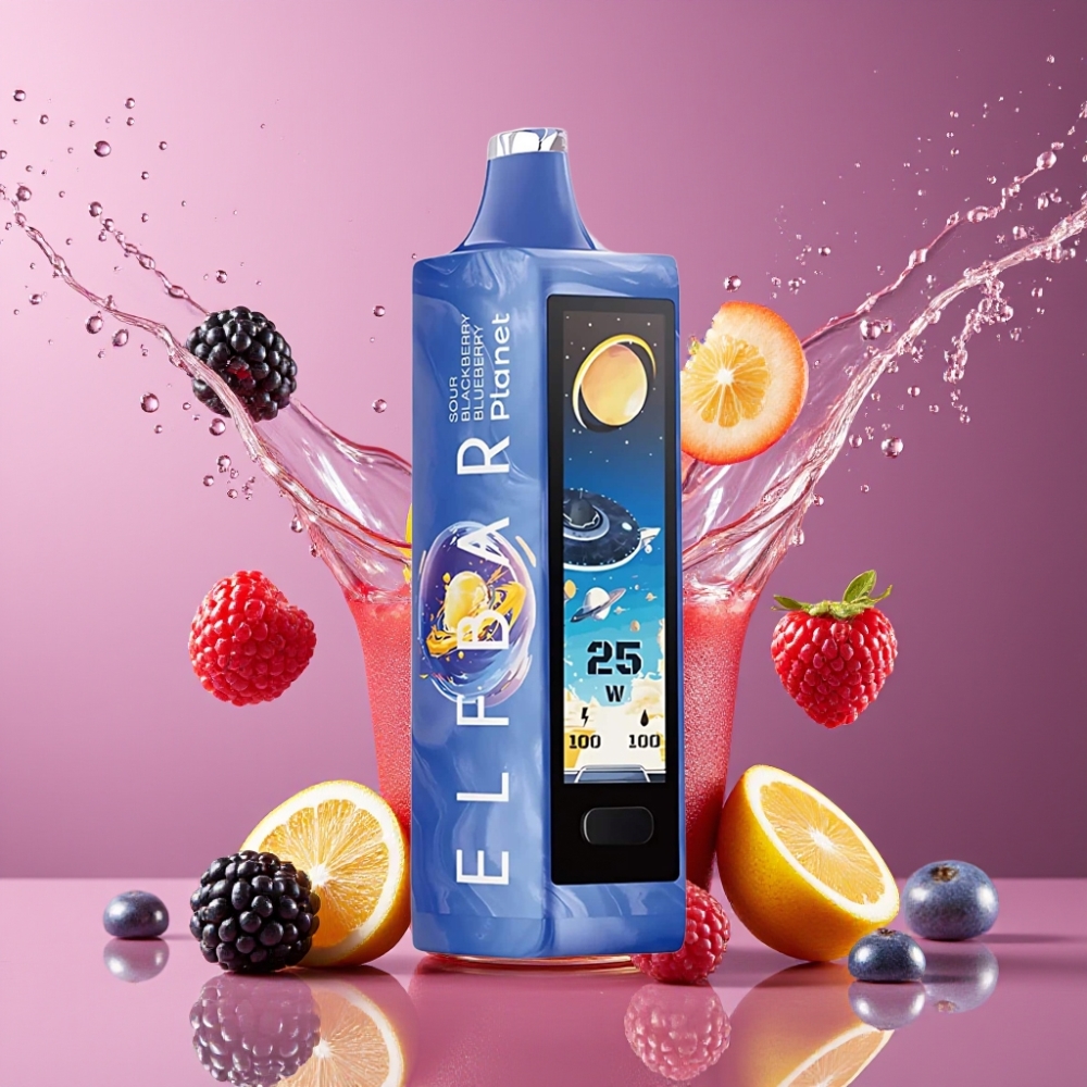 Elf Bar Planet 25000 Puffs Disposable Vape Sour Mustikka & Karhunvatukka (18ml, 800mAh, Mesh) Suomi tukku
