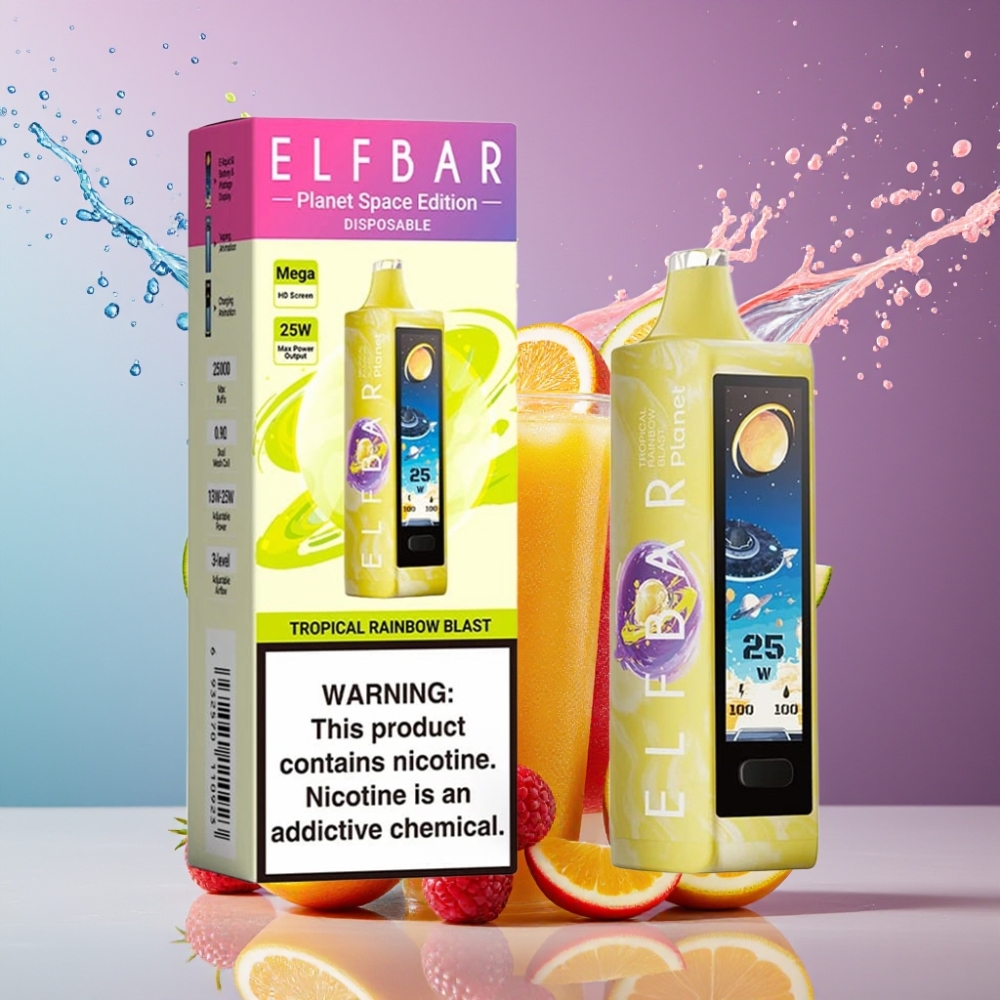 Elf Bar Planet 25000 Puffs Disposable Vape Tropical Rainbow Blast Suomi tukju – 5% Nikotiinia, 18ml Nestemäistä, 800mAh Akku