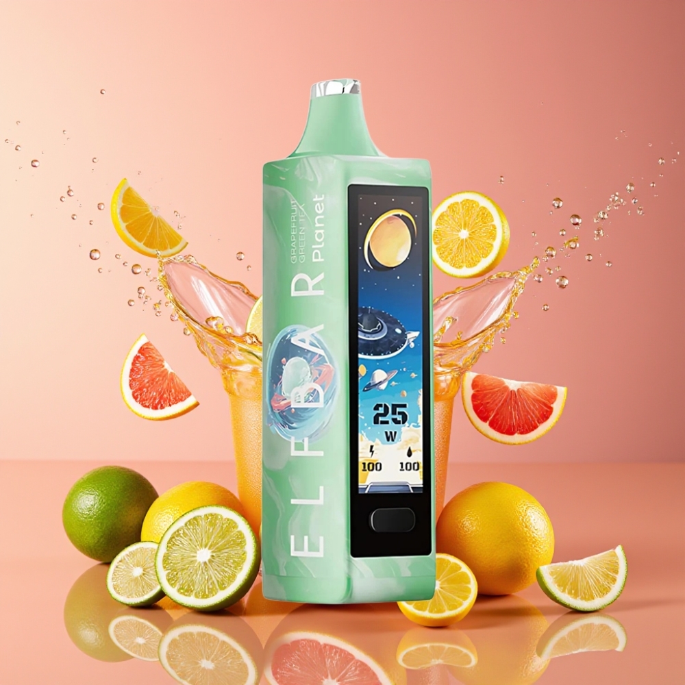 Suomi tukku Elf Bar Planet 25000 Puffs 18ml 5% Nikotiinia Greippi Vihreä Tee Disposable Vape 800mAh Mesh