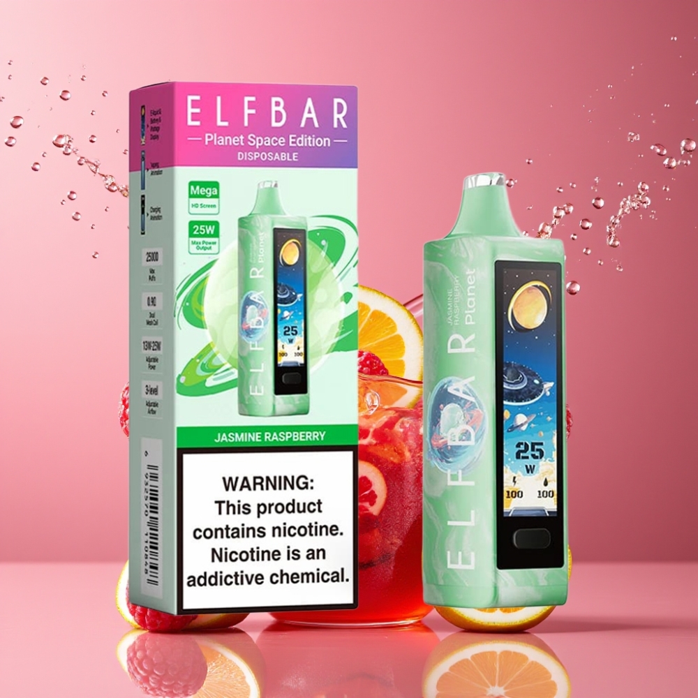 Suomi tukku Elf Bar Planet 25000 Puffs 18ml 5% Nikotiinia Latauskelpoinen Disposable Vape Jasminin-Vadelma