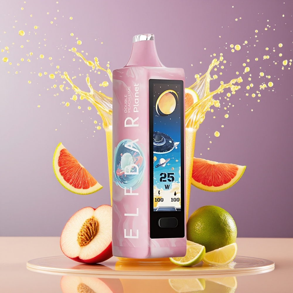 Suomi tukku Elf Bar Planet 25000 Puffs Disposable Vape 18ml Kaksois Persikka Lime 5% Nikotiinia 800mAh Ladattava Akku Mesh Käämi