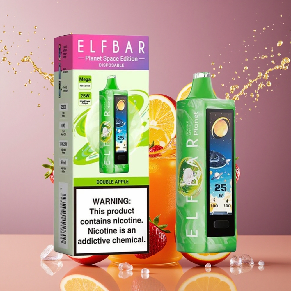 Suomi tukku Elf Bar Planet 25000 Puffs Disposable Vape Double Apple 5% Nikotiinia 18ml Neste 800mAh Akku Mesh-käämitys