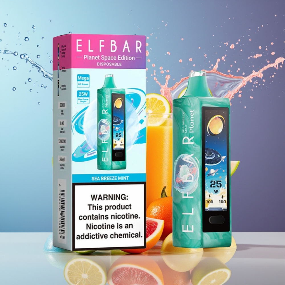 Suomi tukku Elf Bar Planet 25000 Puffs Disposable Vape Sea Breeze Mint 5% 18ml 800mAh Mesh