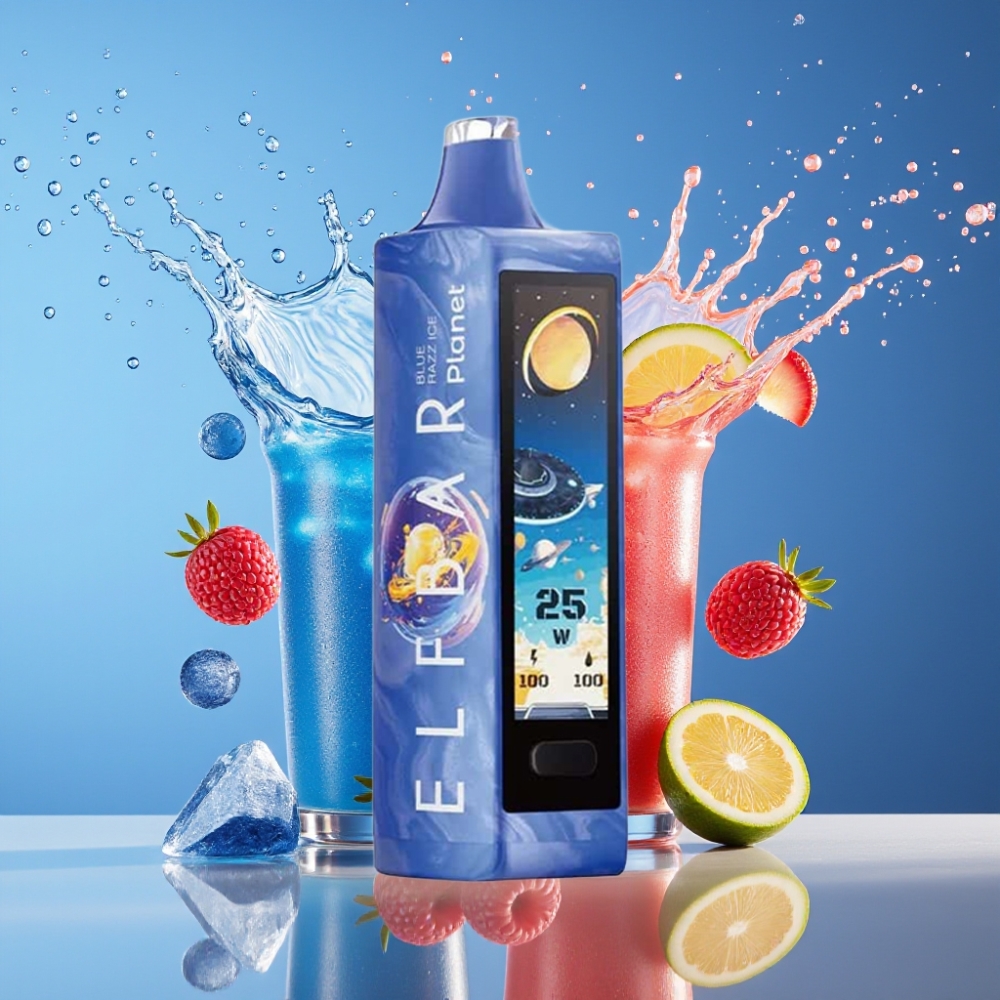 Suomi tukku Elf Bar Planet 25000 Puffs Disposable Vape Sininen Vadelma-Jää 5% Nikotiinia, 18ml Nestemäärä, 800mAh Akku
