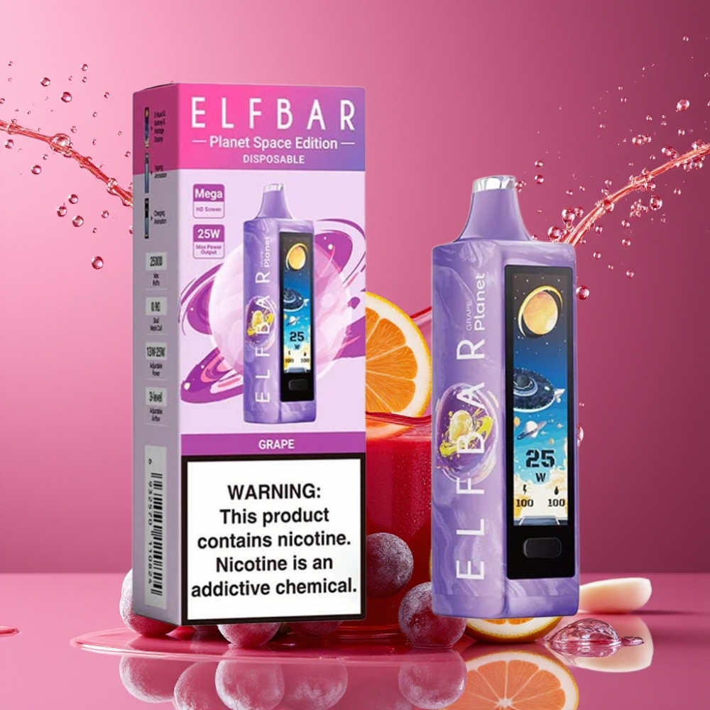 Suomi tukku Elf Bar Planet 25000 Puffs Disposable Vape Viinirypäle – 5% Nikotiinia, 18ml, 800mAh