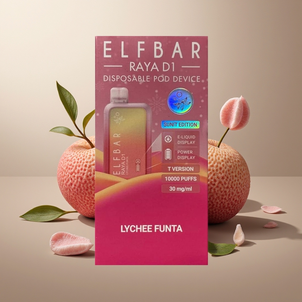 Elf Bar Raya D1 Suomi Tukku 13000 Puffs 18ml 650mAh Kertakäyttöinen Vape Litsi