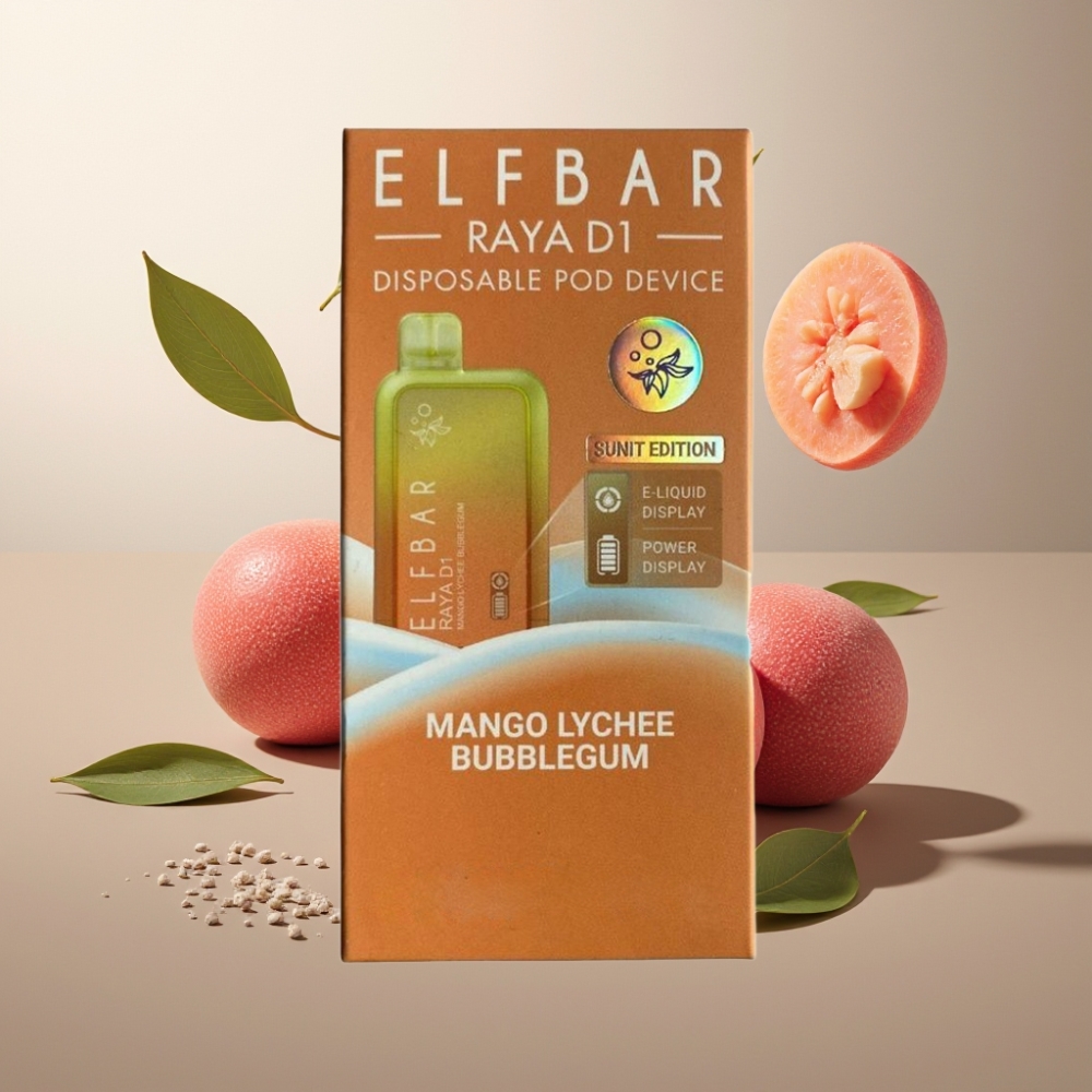 Elf Bar Raya D1 Suomi tukku 13000 Puffs 18ml 650mAh Type-C Mangosta-Litsi Purukumi Häkä