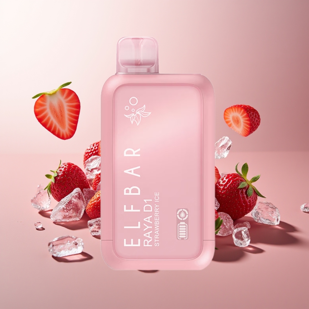 Suomi tukku Elf Bar Raya D1 13000 Puffs Kertakäyttöinen Vape Mansikkajää 18ml 650mAh Type-C