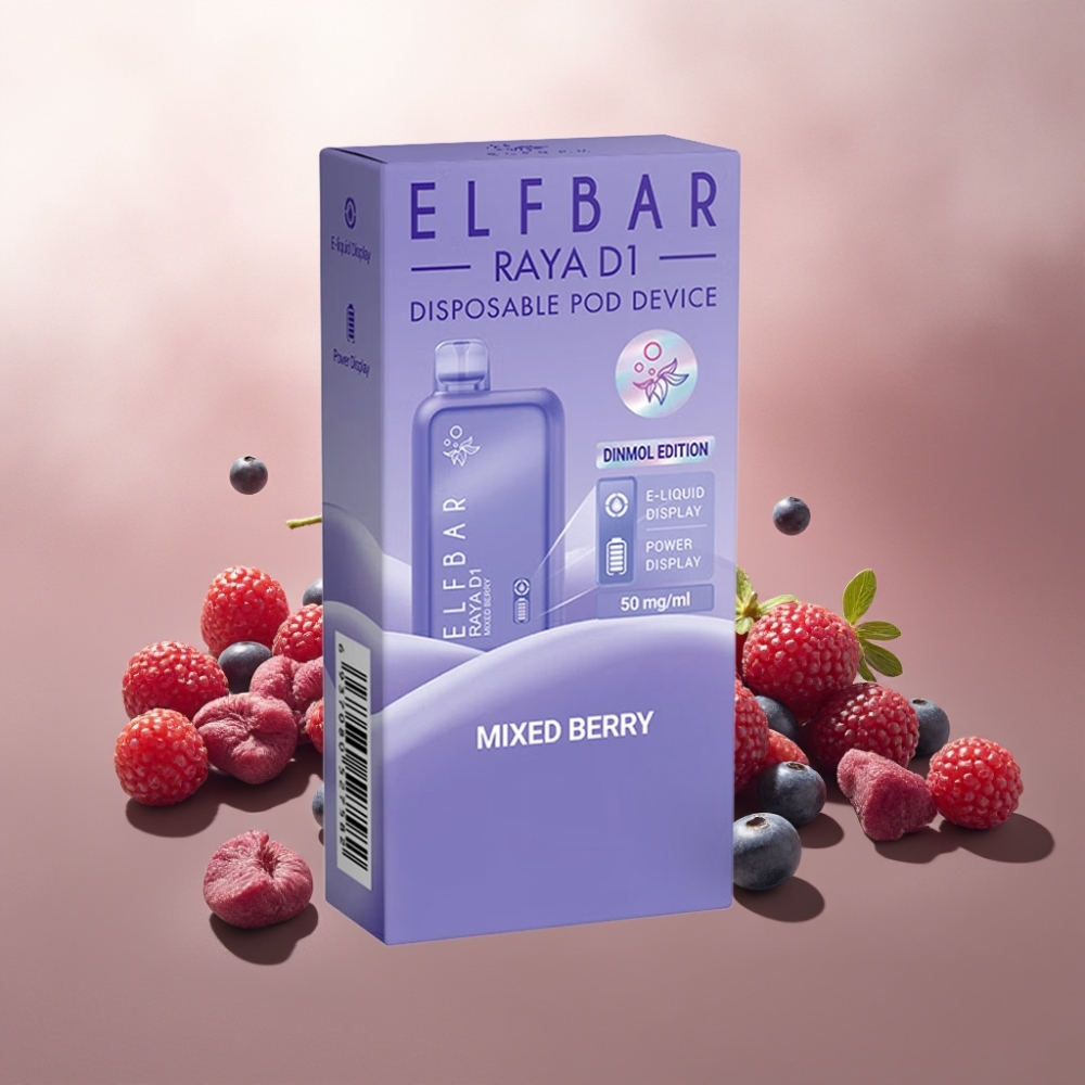 Suomi tukku Elf Bar Raya D1 13000 Puffs Kertakäyttöinen Vape Mixed Berry - 18ml, 650mAh, Type-C