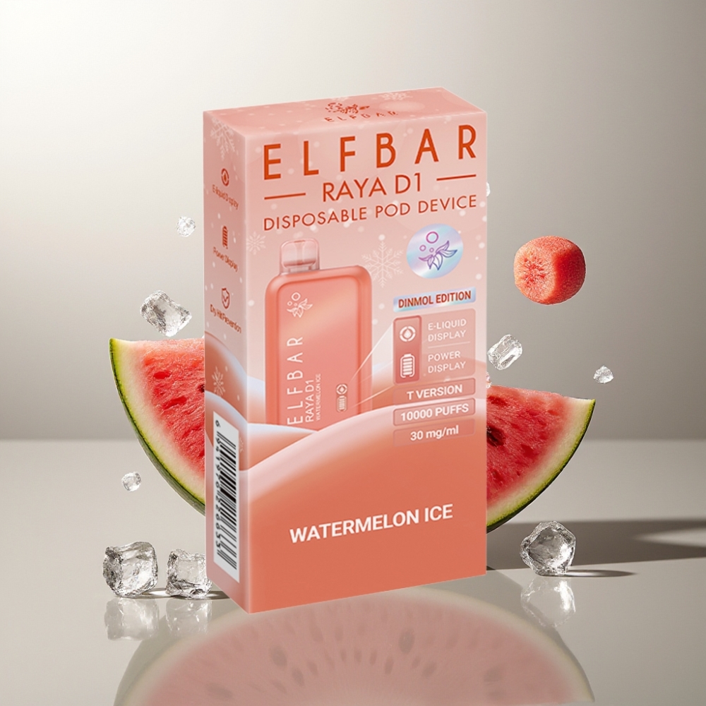 Suomi tukku Elf Bar Raya D1 13000 Puffs Kertakäyttöinen Vape Vesimeloni-Jää 18ml 650mAh Type-C