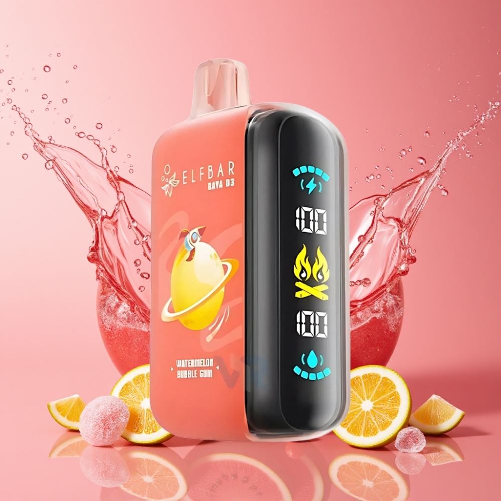 ELF BAR RAYA D3 25000 Puffs Disposable Vape 23ml 5% Nikotiinia Vesimeloni Bubble Gum Suomi tukku