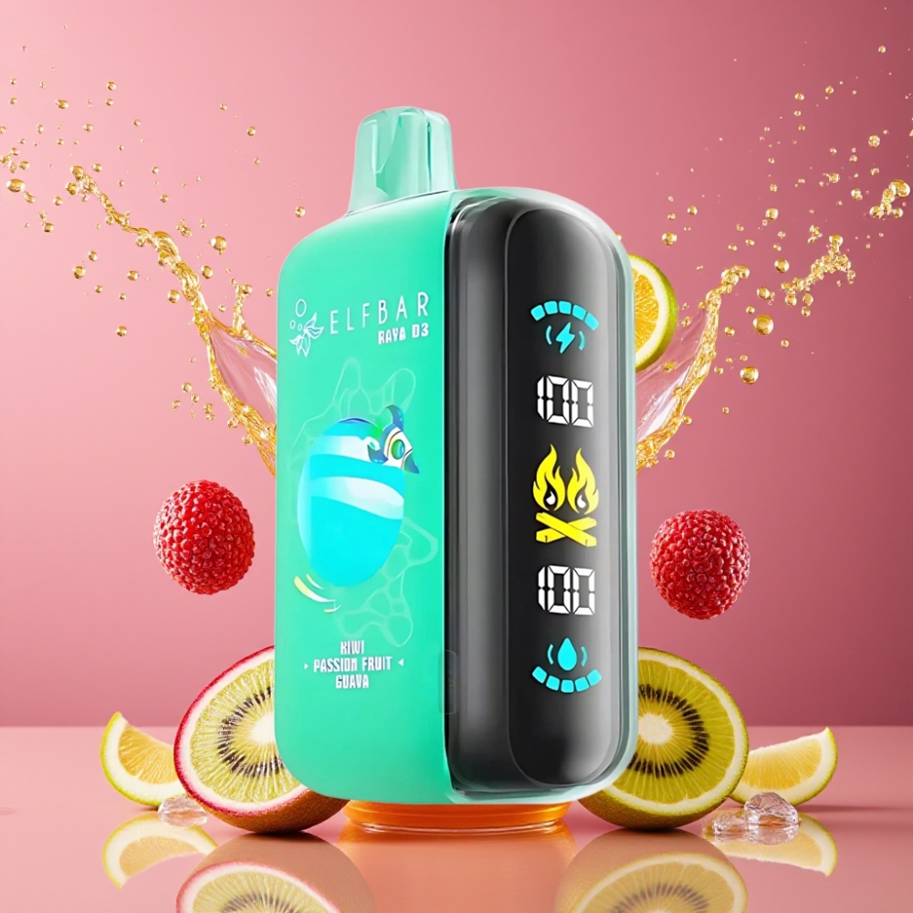 ELF BAR RAYA D3 25000 Puffs Disposable Vape 850mAh 23ml 5% Nikotiini Suomi tukku - Kiivi, Passiohedelmä, Guava