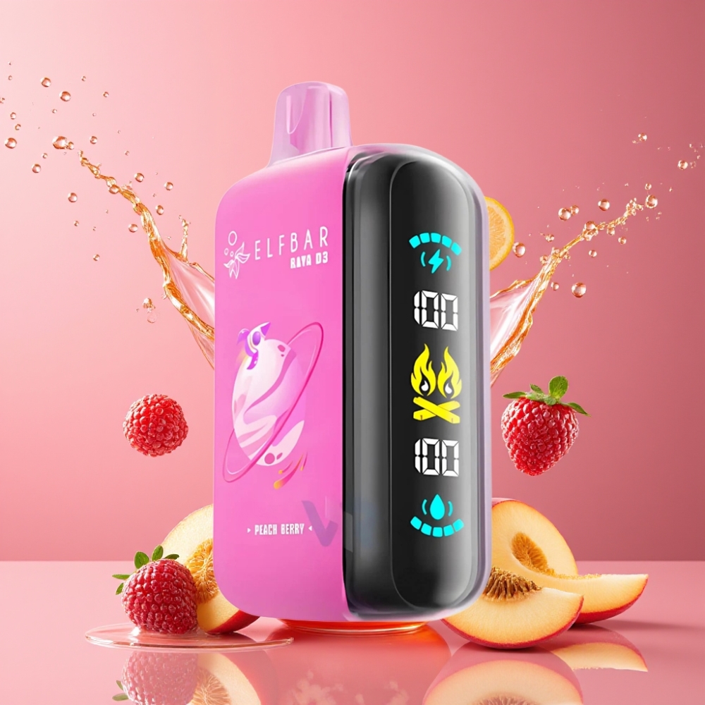 ELF BAR RAYA D3 25000 Puffs Disposable Vape 850mAh 23ml 5% Nikotiinia Persikka-Marja Suomi Tukku