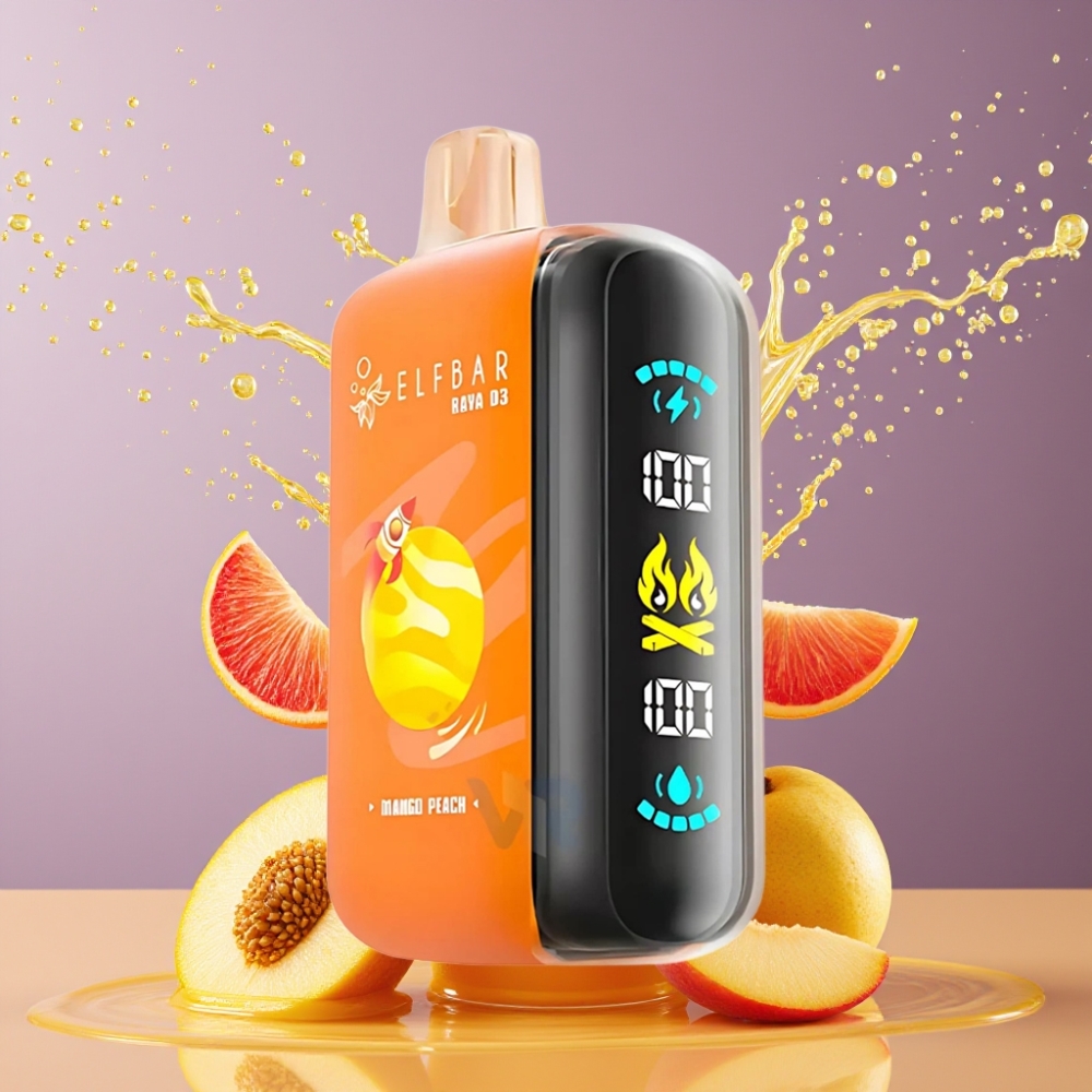 ELF BAR RAYA D3 25000 Puffs Disposable Vape Mango-Persikka 23ml 850mAh Type-C Suomi tukku