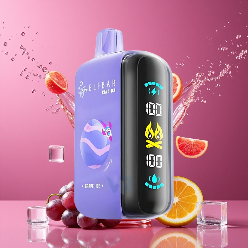 ELF BAR RAYA D3 25000 Puffs Suomi Tukku - 23ml, 850mAh Akku, 5% Nikotiinia, Viinijää (Grape Ice)