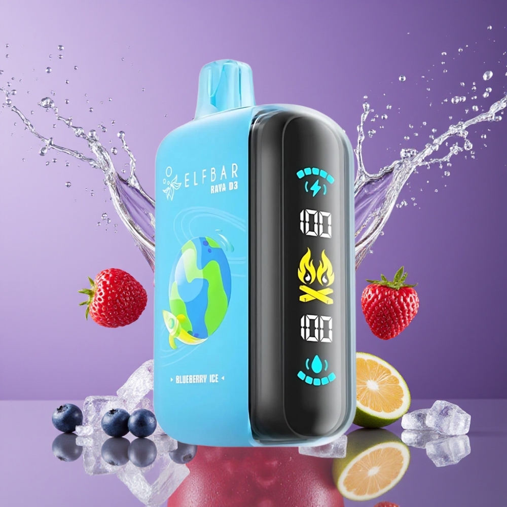 ELF BAR RAYA D3 25000 Puffs Suomi Tukku Disposable Vape 850mAh Rechargeable 23ml Pre-Filled Mustikka-Jää