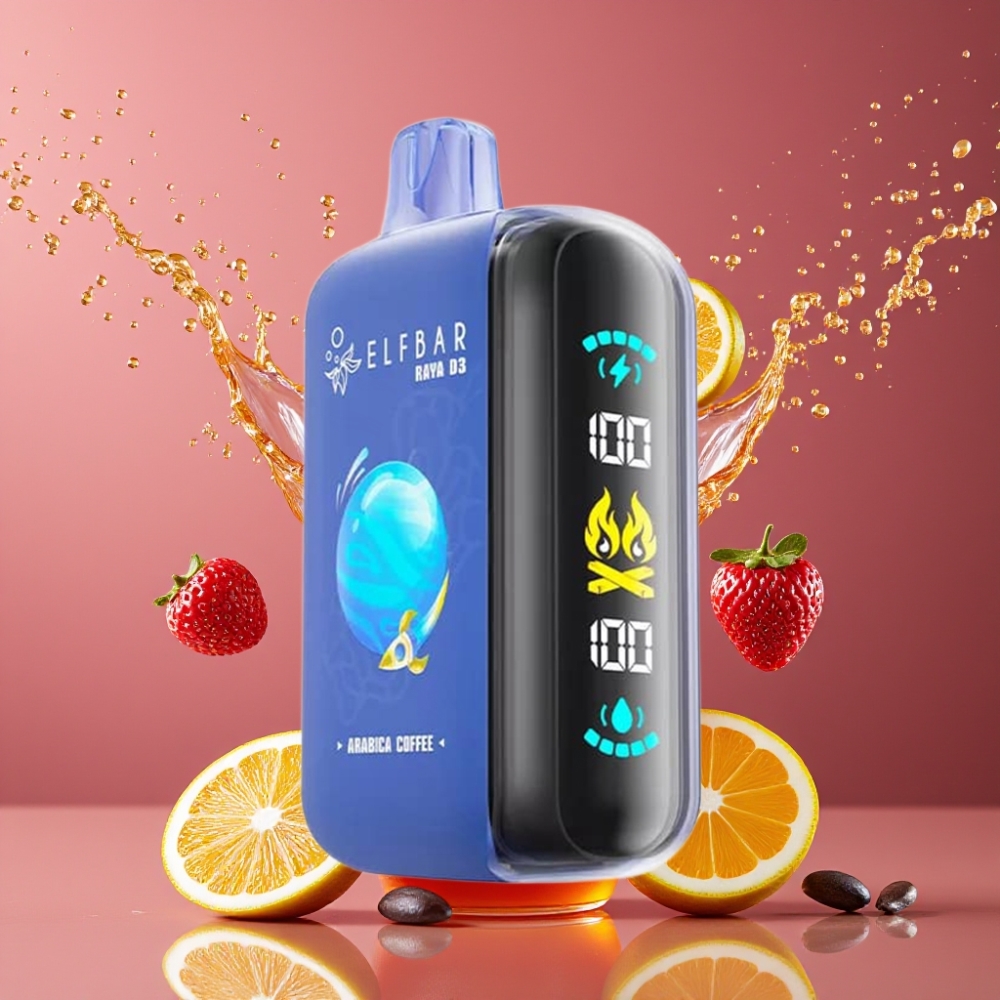 ELF BAR RAYA D3 25000 Puffs Suomi Tukku Disposable Vape Arabica-Kahvi 850mAh Akku 23ml Nestemäärä 5% Nikotiinia