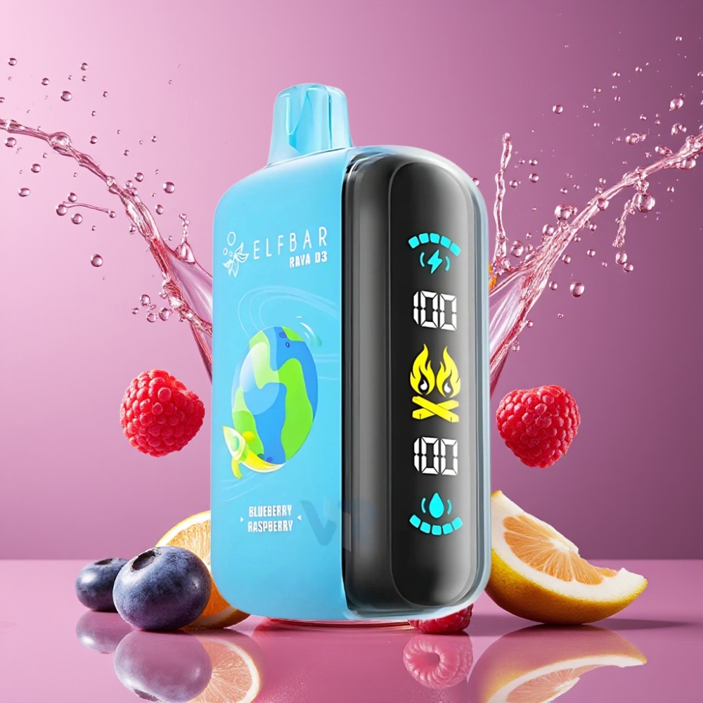 ELF BAR RAYA D3 25000 Puffs Suomi tukku - 23ml, 5% Nikotiinia, 850mAh Akku, Mustikka-Vadelma Disposable Vape