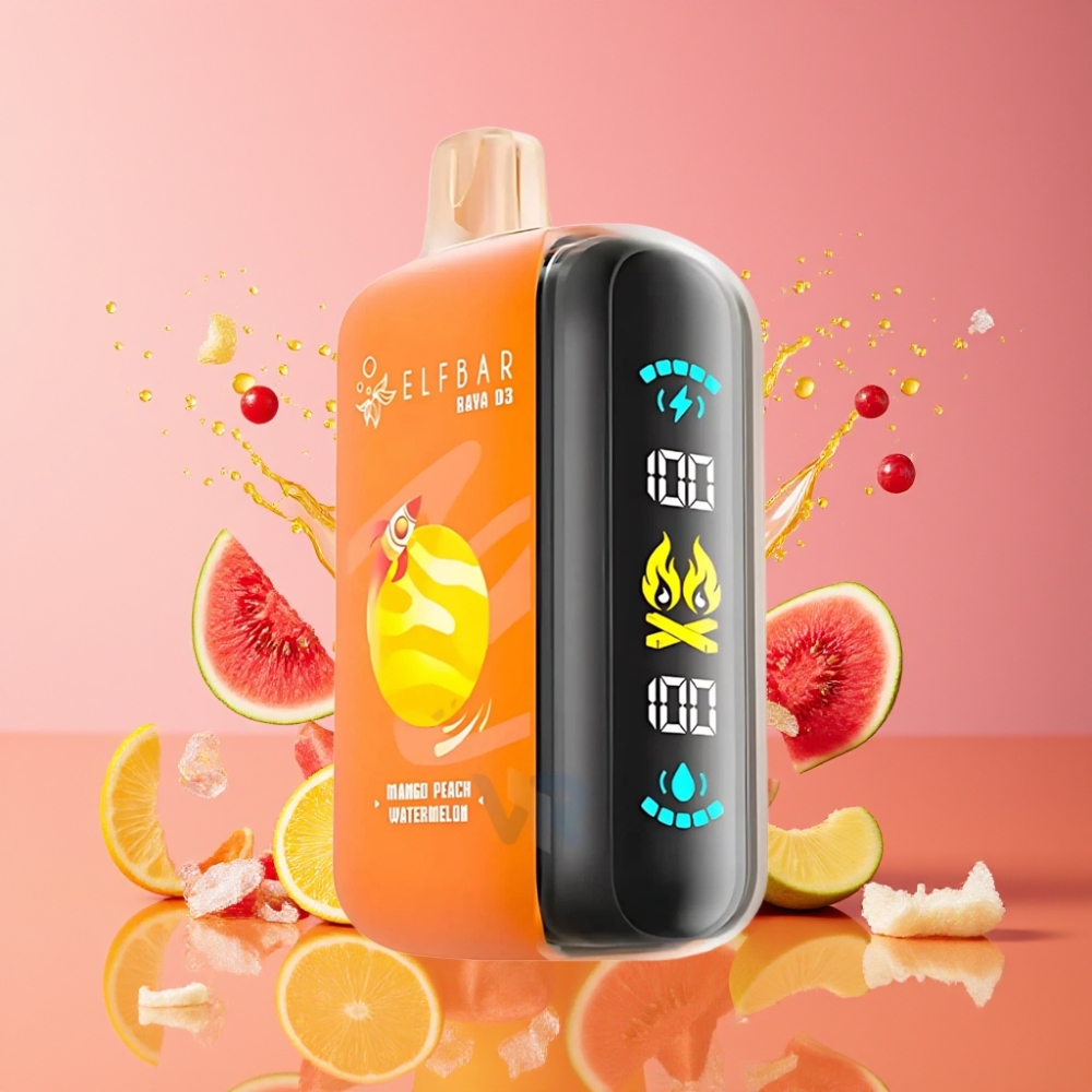 ELF BAR RAYA D3 25000 Puffs Suomi tukku Disposable Vape Mangosta Persikka Vesimeloni 850mAh Akku 23ml Esitäytetty 5% Nikotiinia